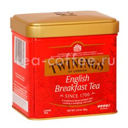 Чай Twinings English Breakfast черный 100 гр в ж.б.