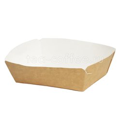 Бумажный контейнер с плоской пластиковой крышкой Crystal Box, Крафт 500мл 120*160*45 (50шт)