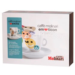 Подарочный набор Molinari Emoticon (чашки и блюдце) эспрессо Италия 