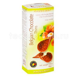 Шоколадные чипсы Belgian Chocolate Thins Лесной орех 80 гр