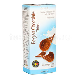 Шоколадные чипсы Belgian Chocolate Thins Молочный 80 гр