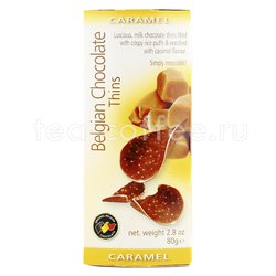 Шоколадные чипсы Belgian Chocolate Thins Карамель 80 гр