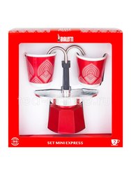 Bialetti Mini Express Набор: к столетию гейзерная кофеварка на 2 чашки + 2 чашки
