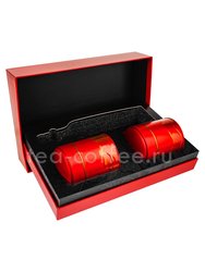 Коробка подарочная в подарочном пакете + 2 банки (красные) box-008