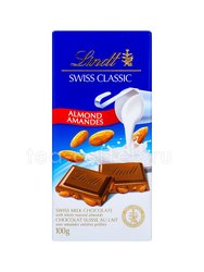 Плитка Lindt Milch-Mandel шоколад c цельно обжаренным миндалем 100 гр 