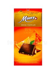 Munz Горький шоколад 55% CACAO с апельсином и миндалем 100 гр