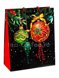Подарочный пакет Елочные игрушки черный 26х32 (9232520)