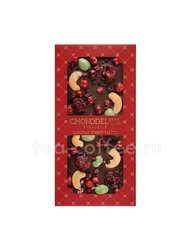 Chokodelika Шоколад темный с украшением Брусника, вишня, кешью 100 гр