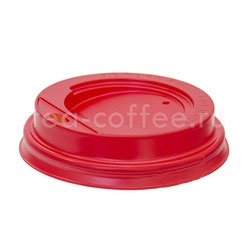 Крышка для бумажных стаканов с питейником 90 мм (Красная)