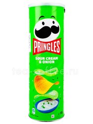 Pringles Чипсы картофельные Сметана и лук 165 г (Туба салатовая)