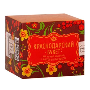 Чай Краснодарский Букет С мятой и Брусникой черный байховый 50 гр