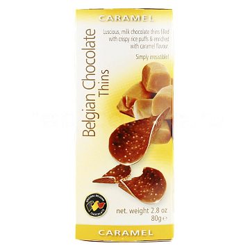 Шоколадные чипсы Belgian Chocolate Thins Карамель 80 гр