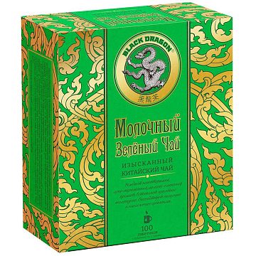 Чай Черный Дракон молочный зеленый в пакетиках 100 шт
