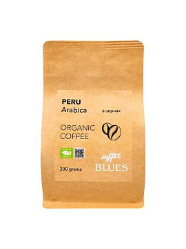 Кофе Блюз Peru Organic Craft в зернах 200 гр (Крафт пакет)