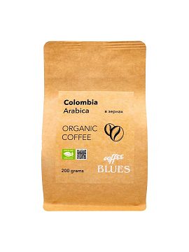 Кофе Блюз Colombia Organic Craft в зернах 200 гр (Крафт пакет)