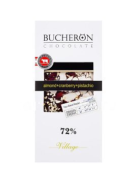 Шоколад Bucheron горький 85 гр (миндаль, клюква, фисташки)