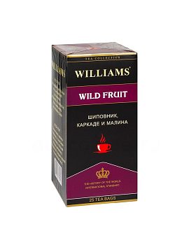 Чай Williams Wild Fruit Фруктовый напиток шиповник, каркаде, малина в пакетиках 25 шт * 2 гр