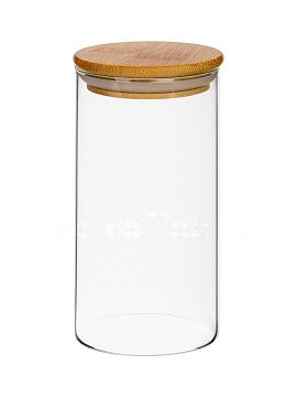 Стеклянная банка с бамбуковой крышкой 1,3 л 20х10 см (KH528)