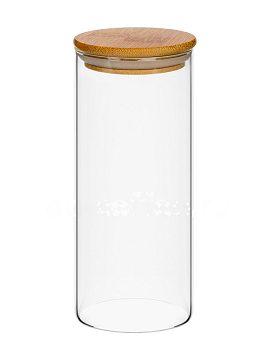 Стеклянная банка с бамбуковой крышкой 1 л 20х8.5 см (KH526)