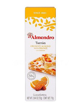 El Almendro Хрустящий миндальный туррон с апельсином 75 гр