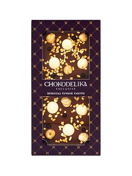 Chokodelika Шоколад молочный с украшением "Фундук, крокант, карамель" 100 г, в блистере