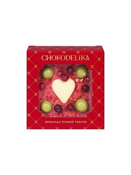 Chokodelika Шоколад белый "Клубника и ваниль" с украшением 35 г