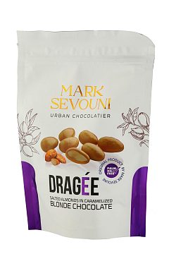 Драже Mark Sevouni Salted Almonds in Caramelized Blonde Chococlate Жареный с солью миндаль с карамельным шоколадом 150 г