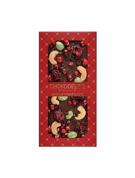 Chokodelika Шоколад темный с украшением Брусника, вишня, кешью 100 гр