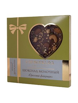 Chokodelika Шоколад молочный "Ореховый фейерверк"  150 г коробка с сердцем
