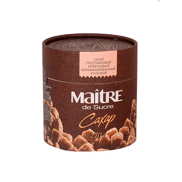Сахар Maitre тростниковый коричневый нерафинированный кусковой 270 гр