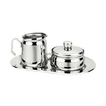 Молочник с сахарницей на блюде P.L. Proff Cuisine / нержавеющая сталь