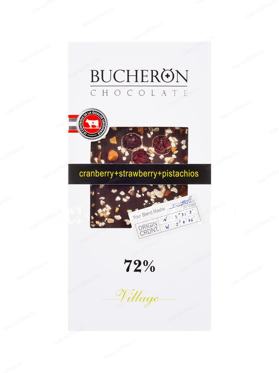 Шоколад Bucheron горький 85 гр (клюква, клубника, фисташки)