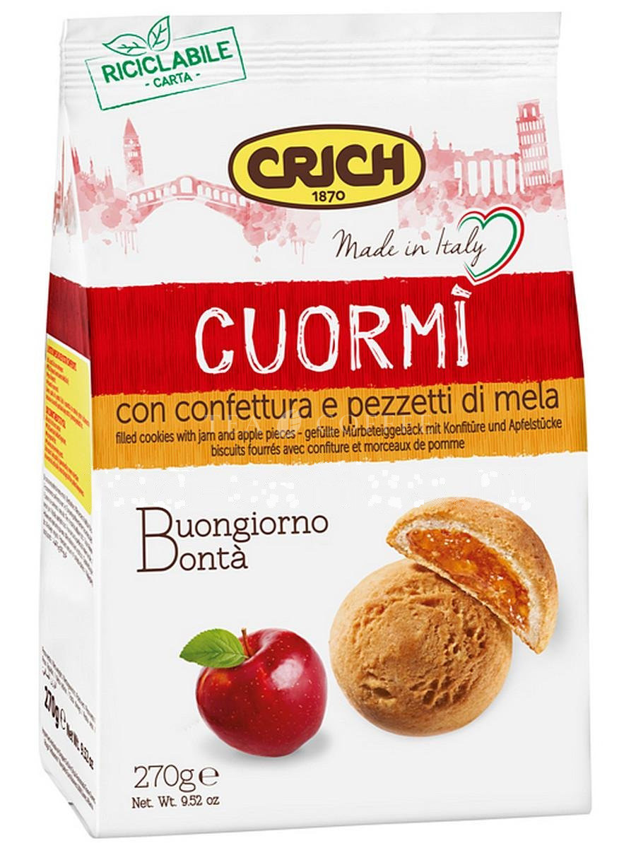 Crich –  Cuor Mi Biscuit - Печенье песочное с яблочным джемом 270 г