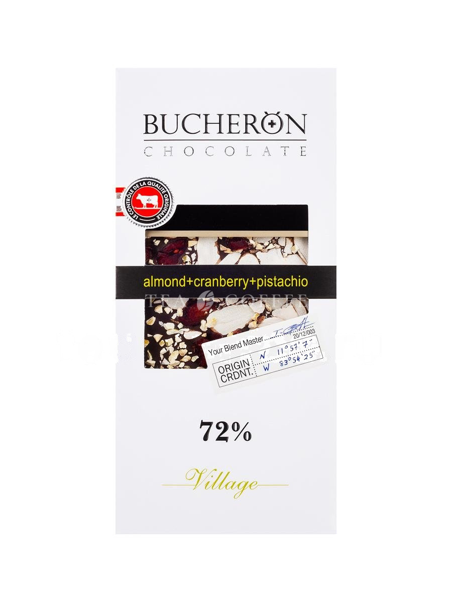 Шоколад Bucheron горький 85 гр (миндаль, клюква, фисташки)