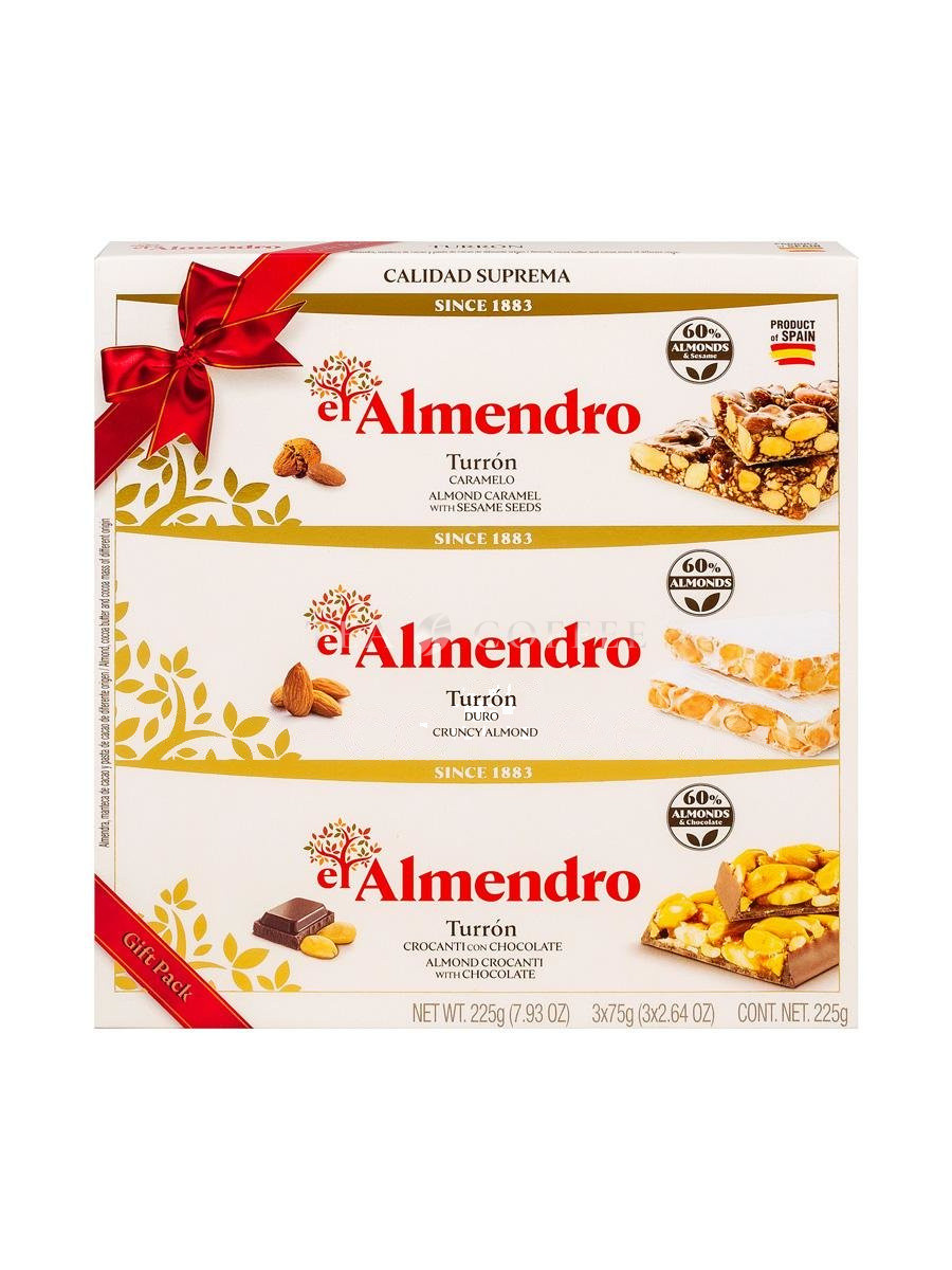 El Almendro Набор ассорти из 3 видов туррона, подарочная упаковка 225 гр
