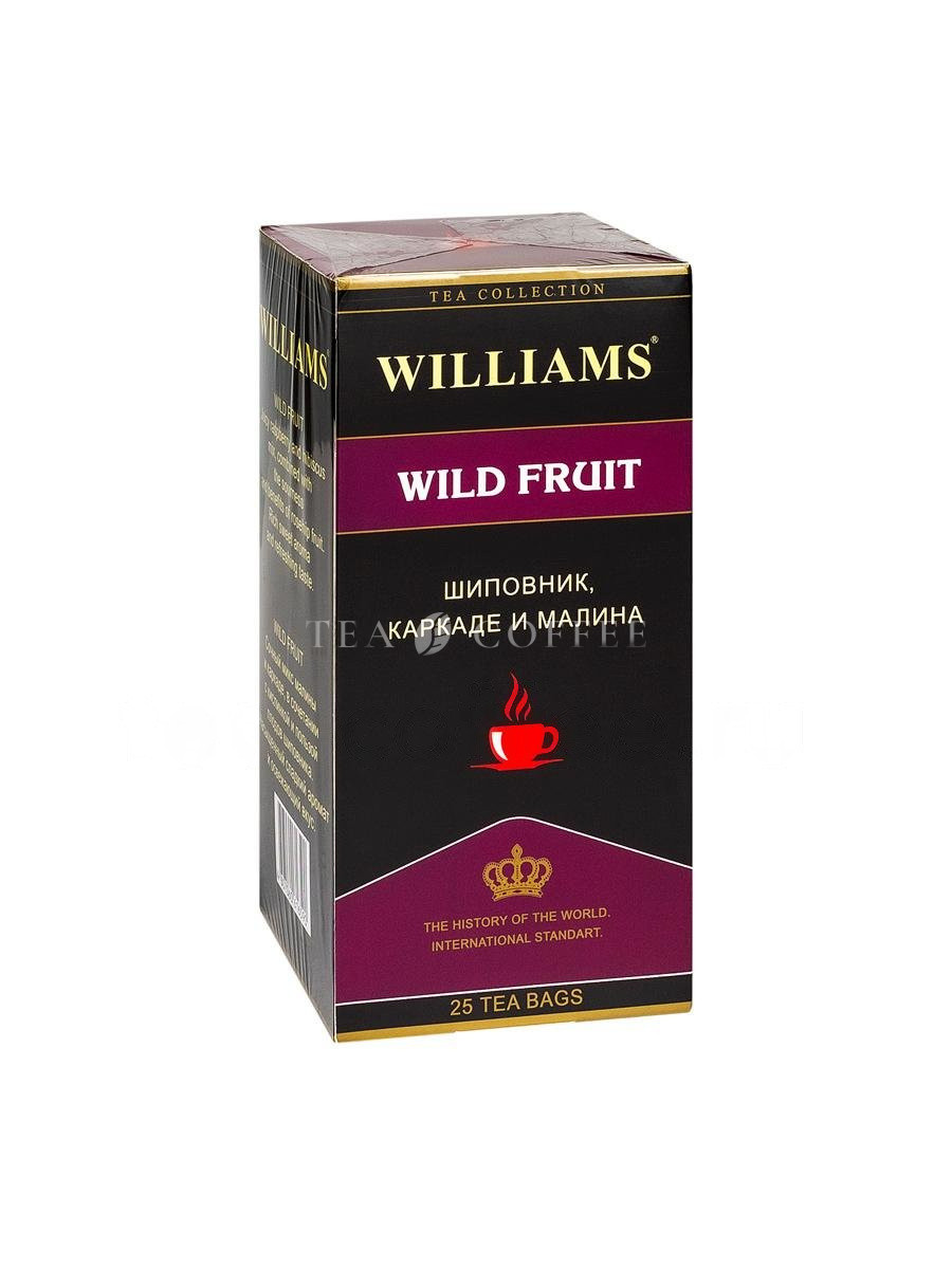 Чай Williams Wild Fruit Фруктовый напиток шиповник, каркаде, малина в пакетиках 25 шт * 2 гр