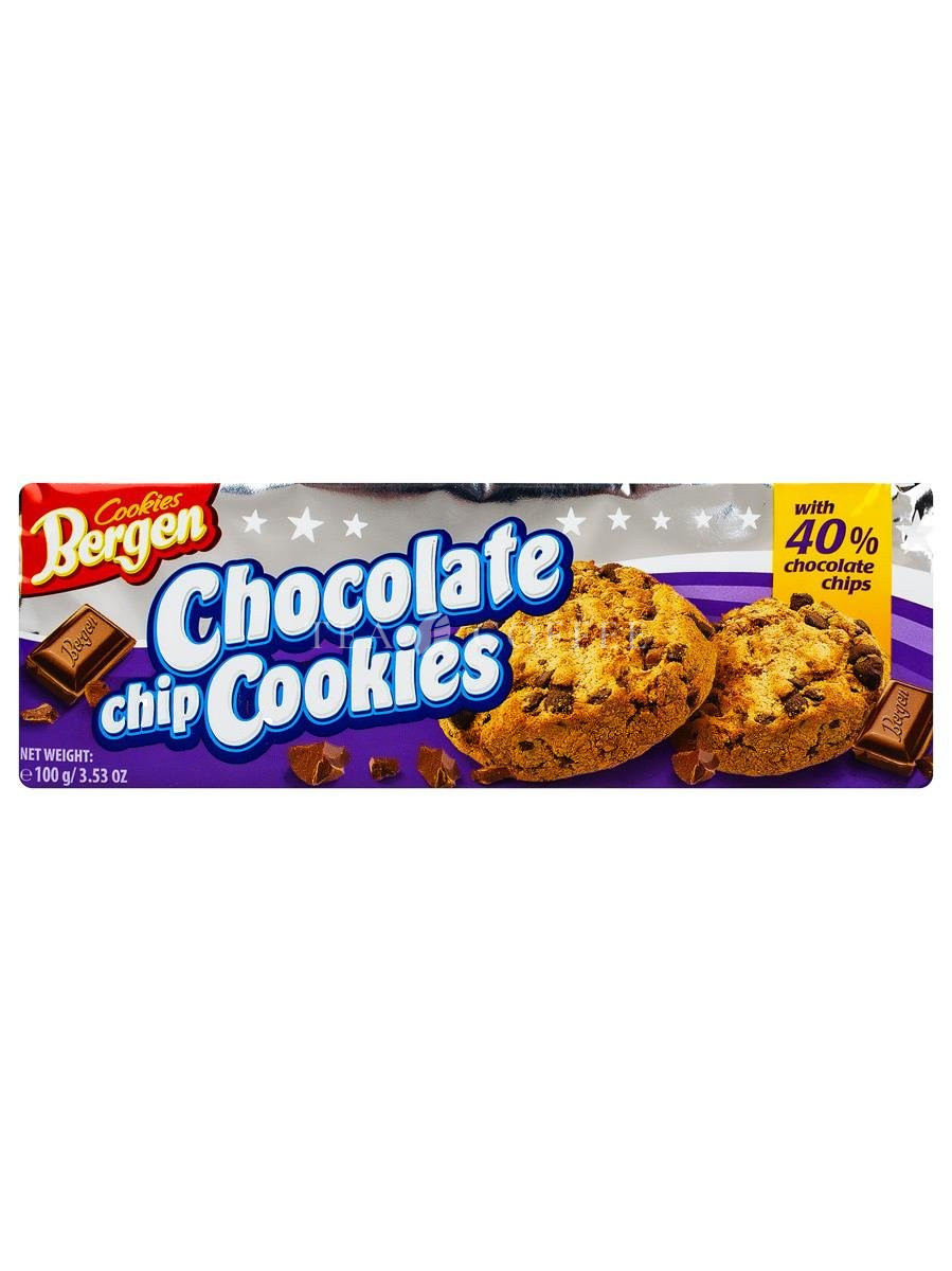 Bergen Chocolate chip cookies Печенье с кусочками шоколада 100 г