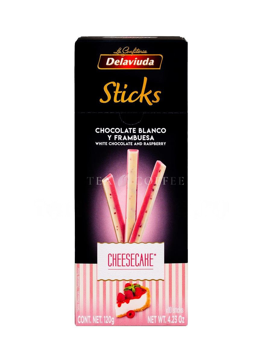 Delaviuda Sticks Cheesecake. Шок туррон из Бел.шок. с Малиной и со вкусом Чизкейка. 120 гр (палочки)