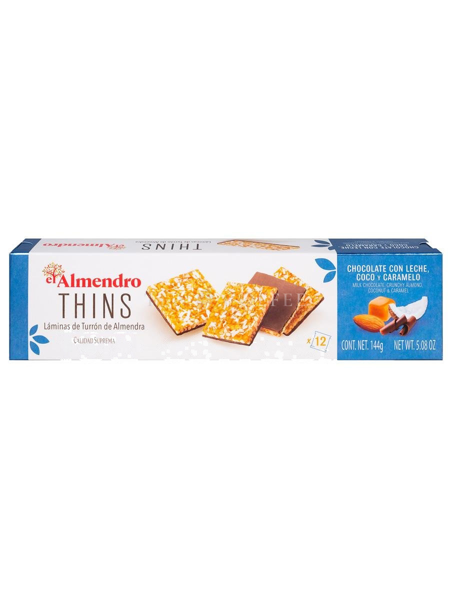 El Almendro хрустящий миндальный туррон с молочным шоколадом, карамелью и кокосом 144 г