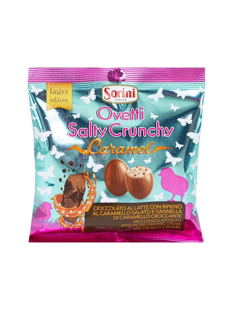 Шоколадные конфеты Sorini Ovetti Salty Crunchy Caramel / крем из солёной карамели и кусочки карамели  90 г