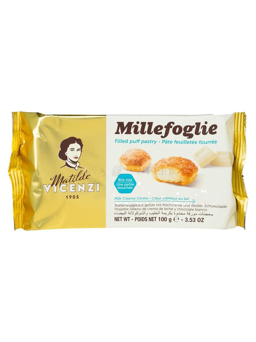 Matilde Vicenzi Bocconcini Слоеные пирожные с молочным кремом и белым шоколадом 100 г