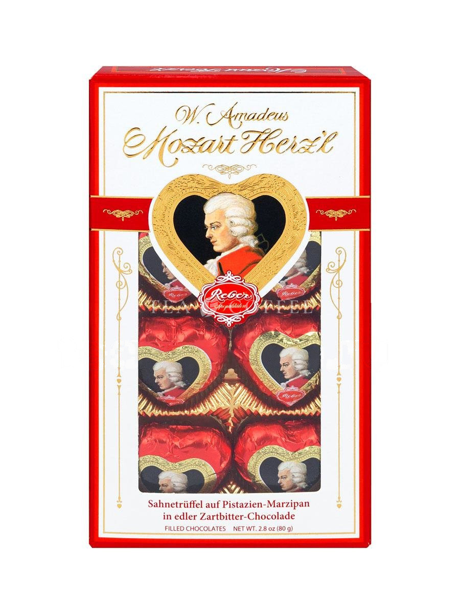 Reber Mozart Heart Шоколадные сердечки в новогодней упаковке 80 гр