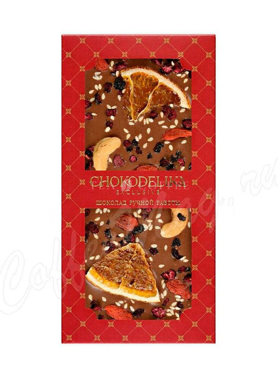 Chokodelika Шоколад молочный "Sugar free Кешью, апельсин, годжи" 80г