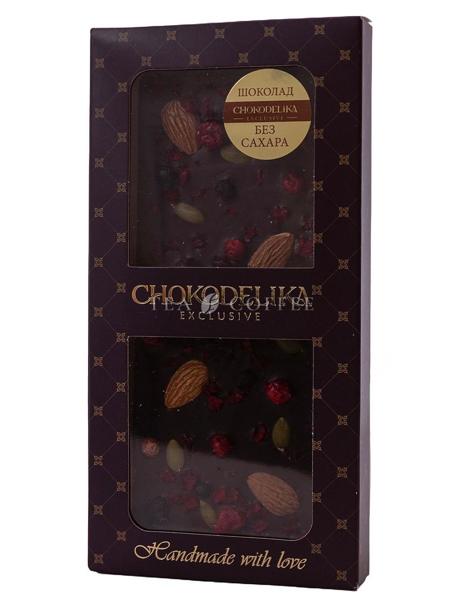 Chokodelika шоколад горький "Sugar free Миндаль, черника , вишня" 80 г