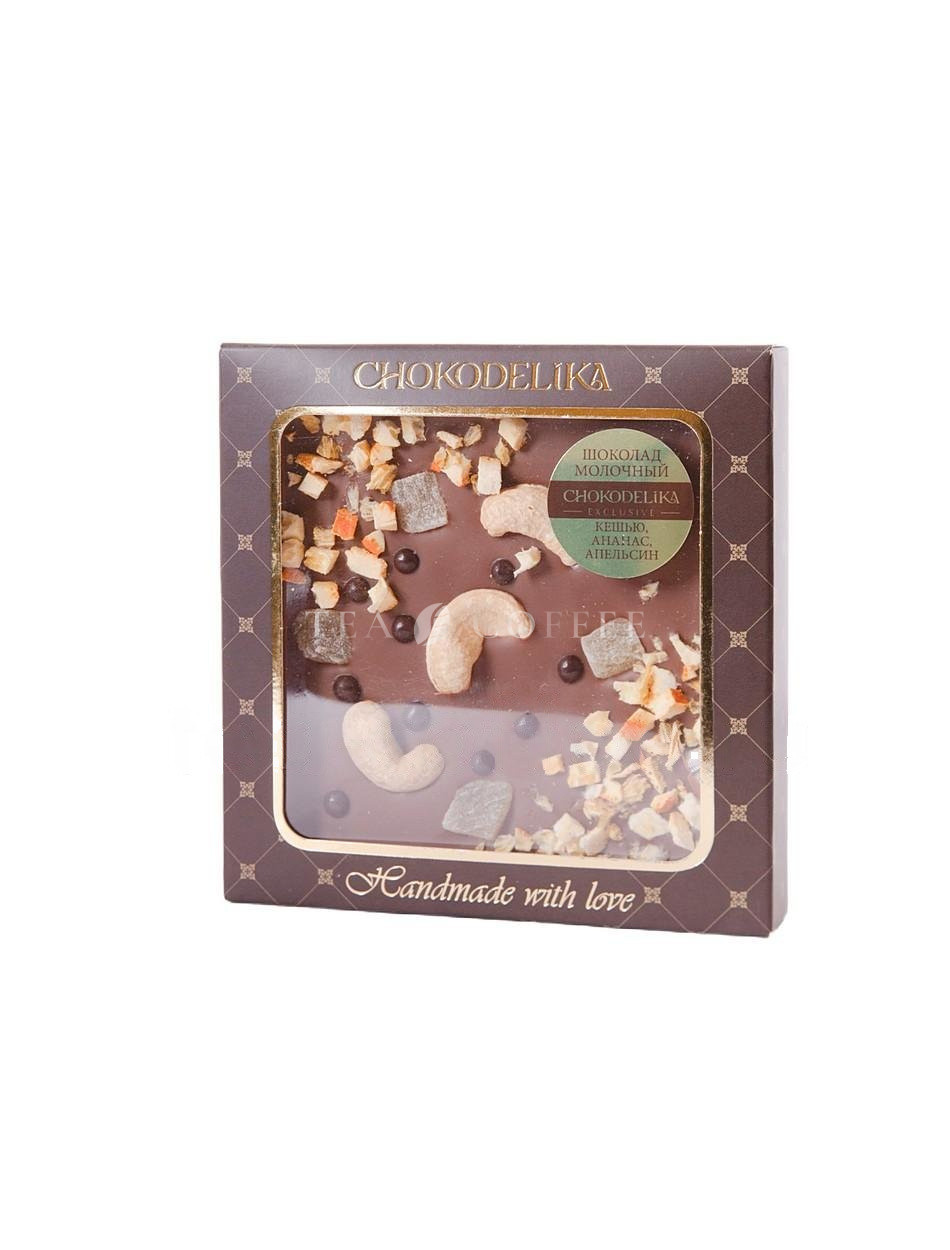 Chokodelika Шоколад молочный "Кешью, ананас, апельсин" 75 г