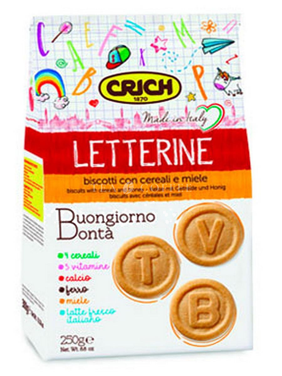 Crich  – Biscuits with cereals and honey Letterine - Печенье мультизлаковое с молоком и мёдом 250 г